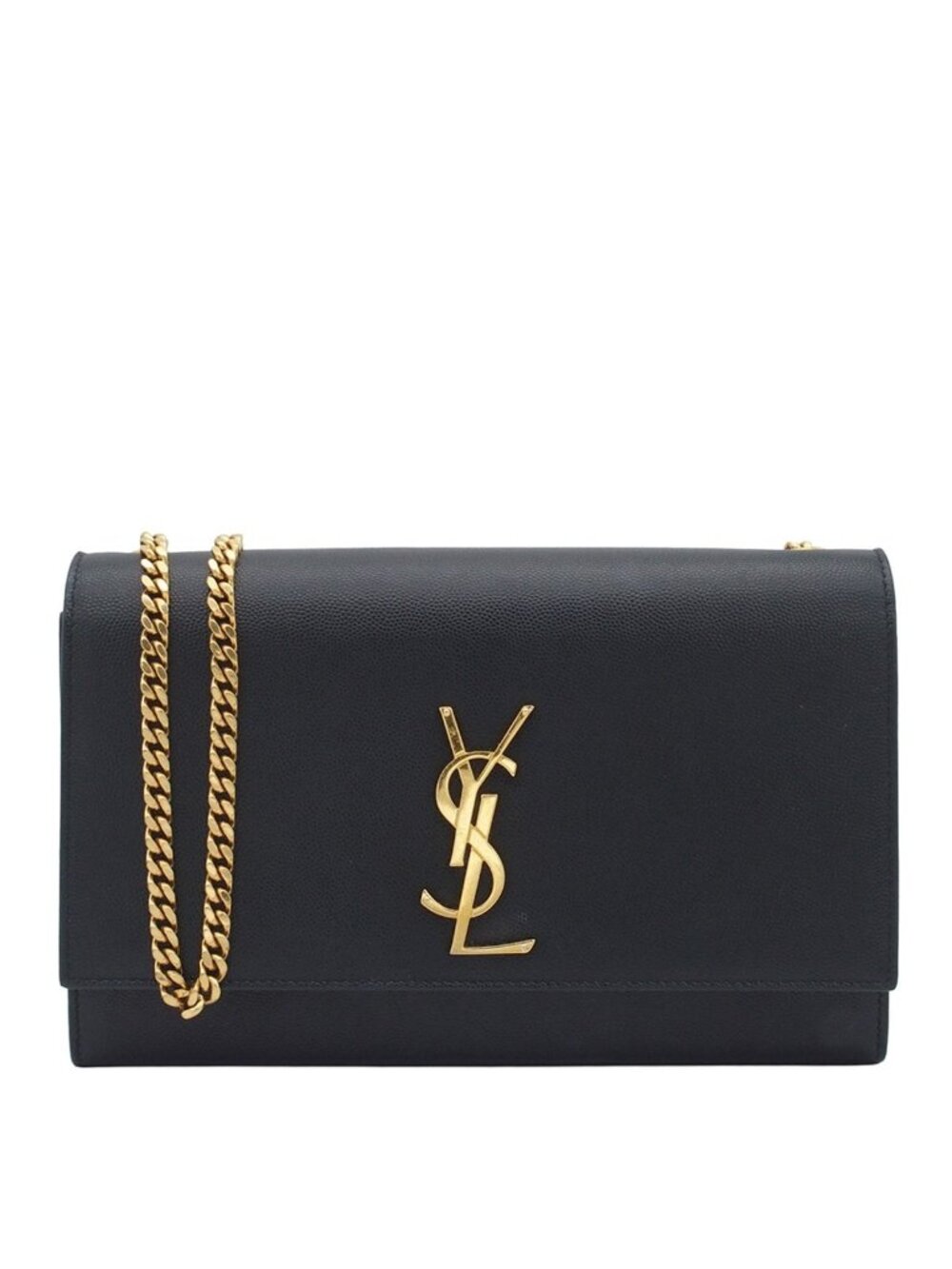 Saint Laurent Kate Medium Black Gray Leather Chain Shoulder Bag